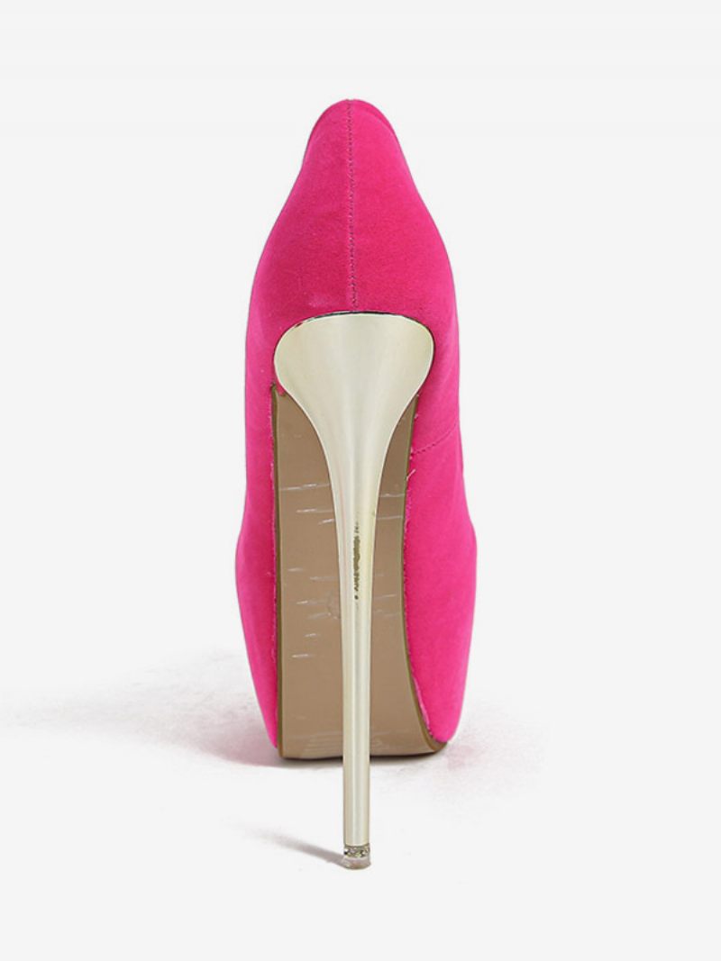 Escarpins Sexy À Bout Amande Pour Femmes Talon Aiguille Dessus Micro-daim - Rose