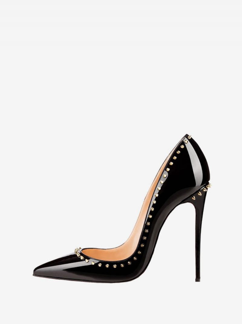 Escarpins À Talons Aiguilles Base Noirs Sexy Pour Femmes Avec Rivets - Noir