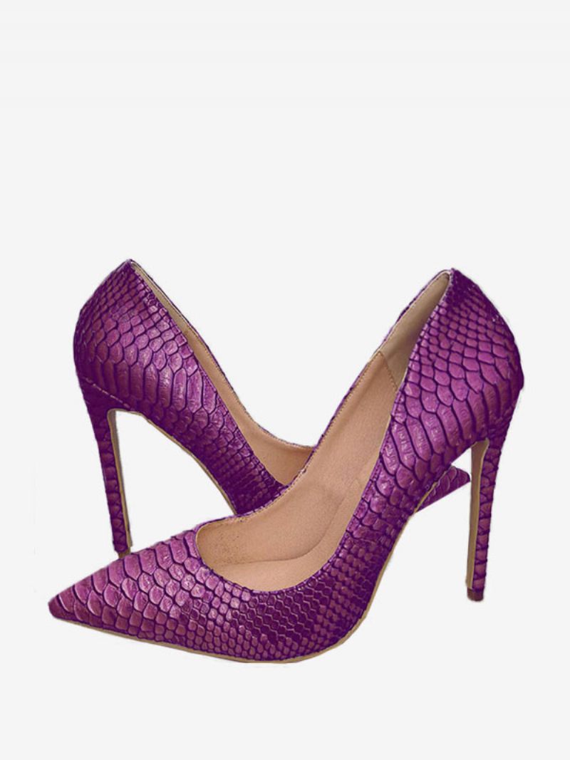 Escarpins À Talons Aiguilles Et Bout Pointu Python Violet Pour Femmes