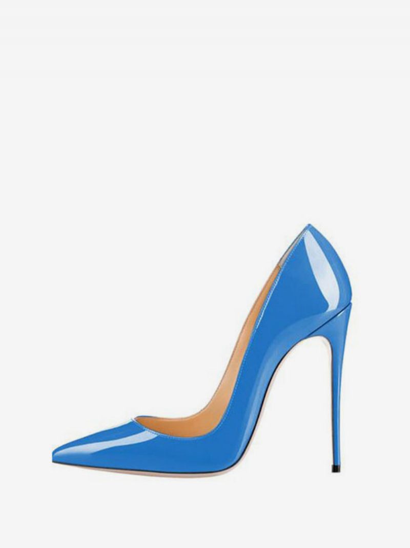 Escarpins À Talons Hauts Cuir Verni Pour Femmes - Bleu