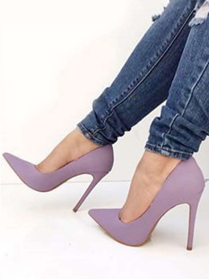 Escarpins À Talons Hauts Daim Bout Pointu Pour Femmes - Violet