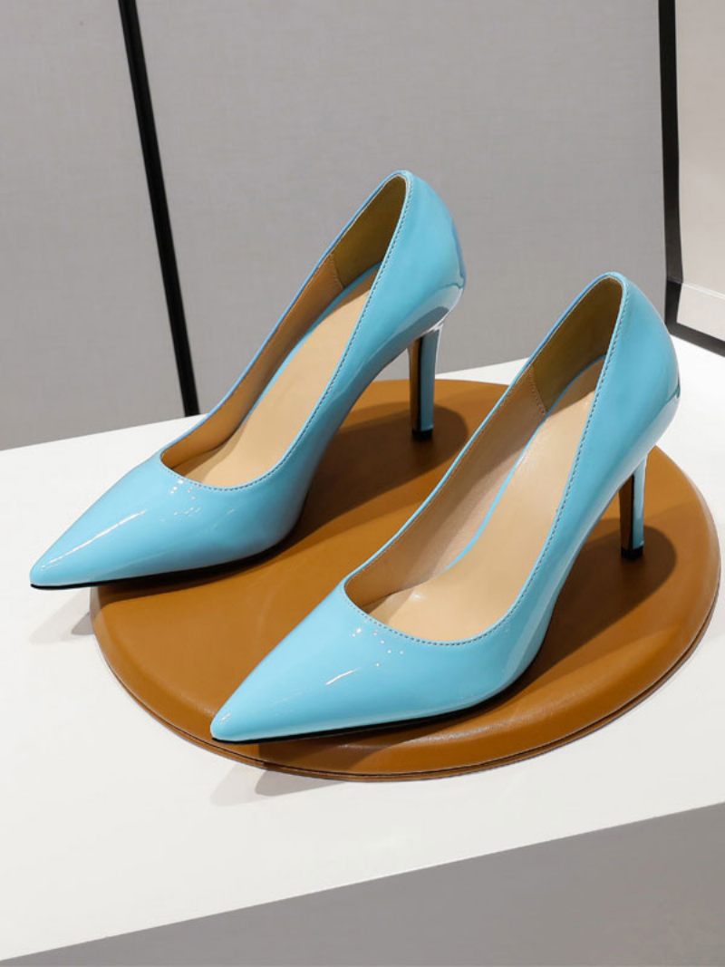 Escarpins À Talons Hauts Et Bas Pour Femmes Aiguilles Dessus Pu Verni - Aqua