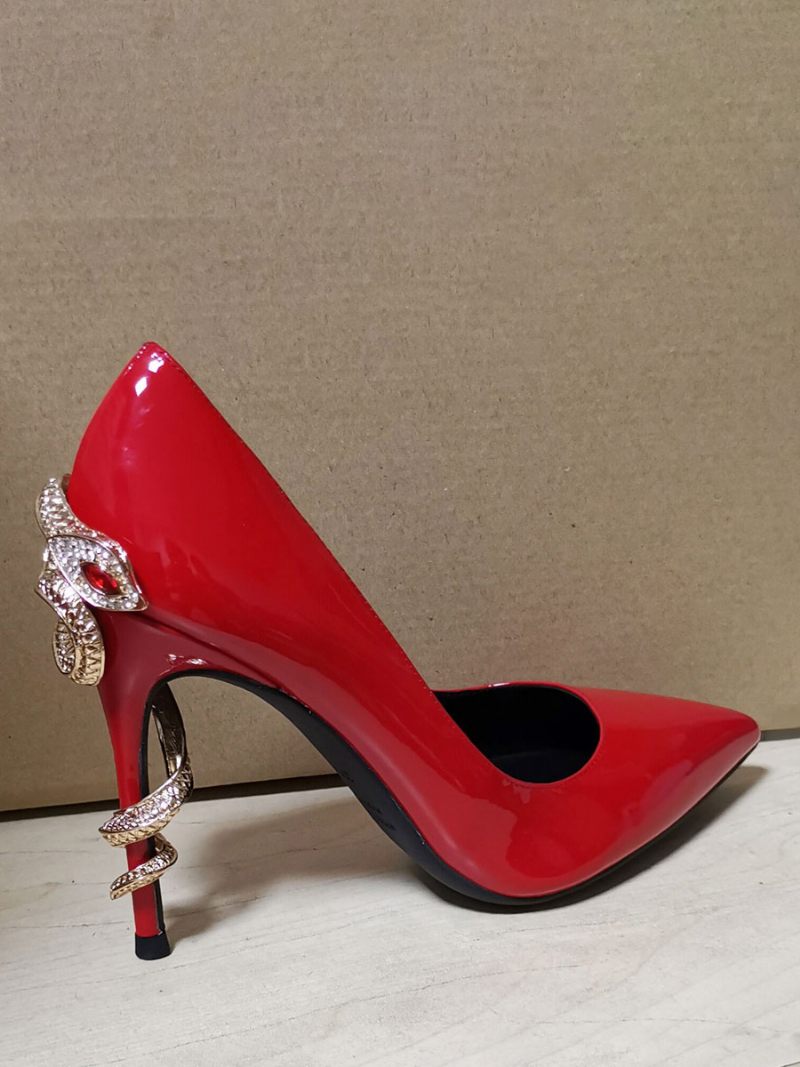 Escarpins À Talons Hauts Pour Femmes Cuir Pu - Rouge