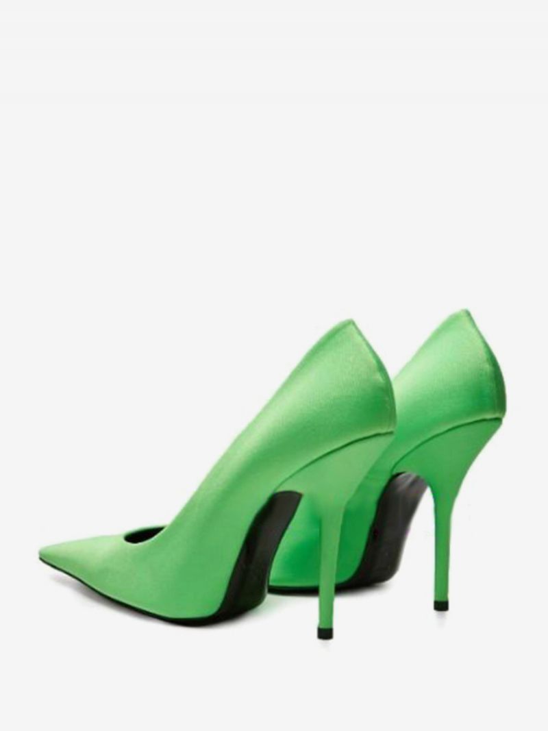 Escarpins À Talons Hauts Satin Violet Bout Pointu Pour Femmes - Vert