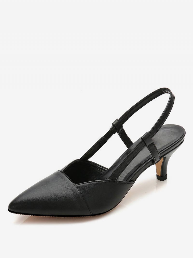 Escarpins À Talons Slingback Kitten Prom Pour Femmes Abricot - Noir