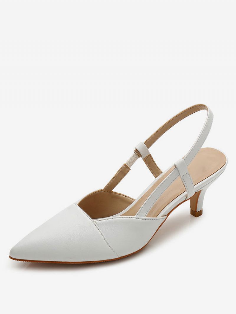 Escarpins À Talons Slingback Kitten Prom Pour Femmes Abricot - Blanc