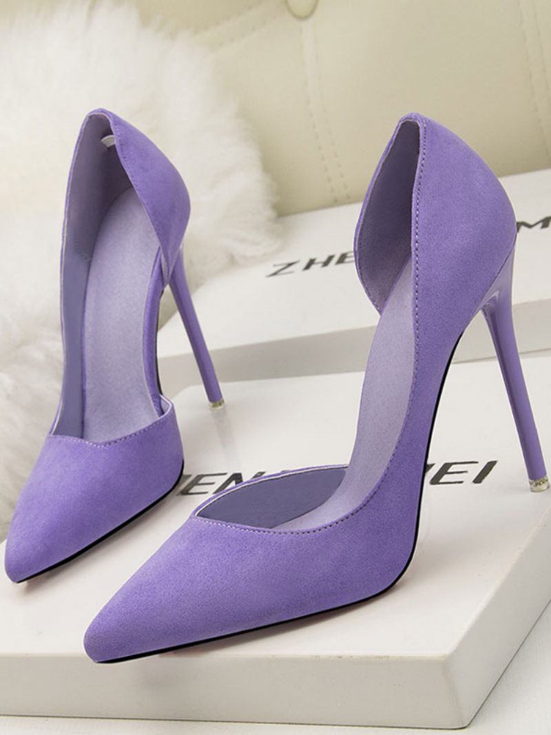 Femmes Talons Hauts Bout Pointu Talon Aiguille Chic Daim Cuir Bleu Royal Aiguilles Sexy - Violet