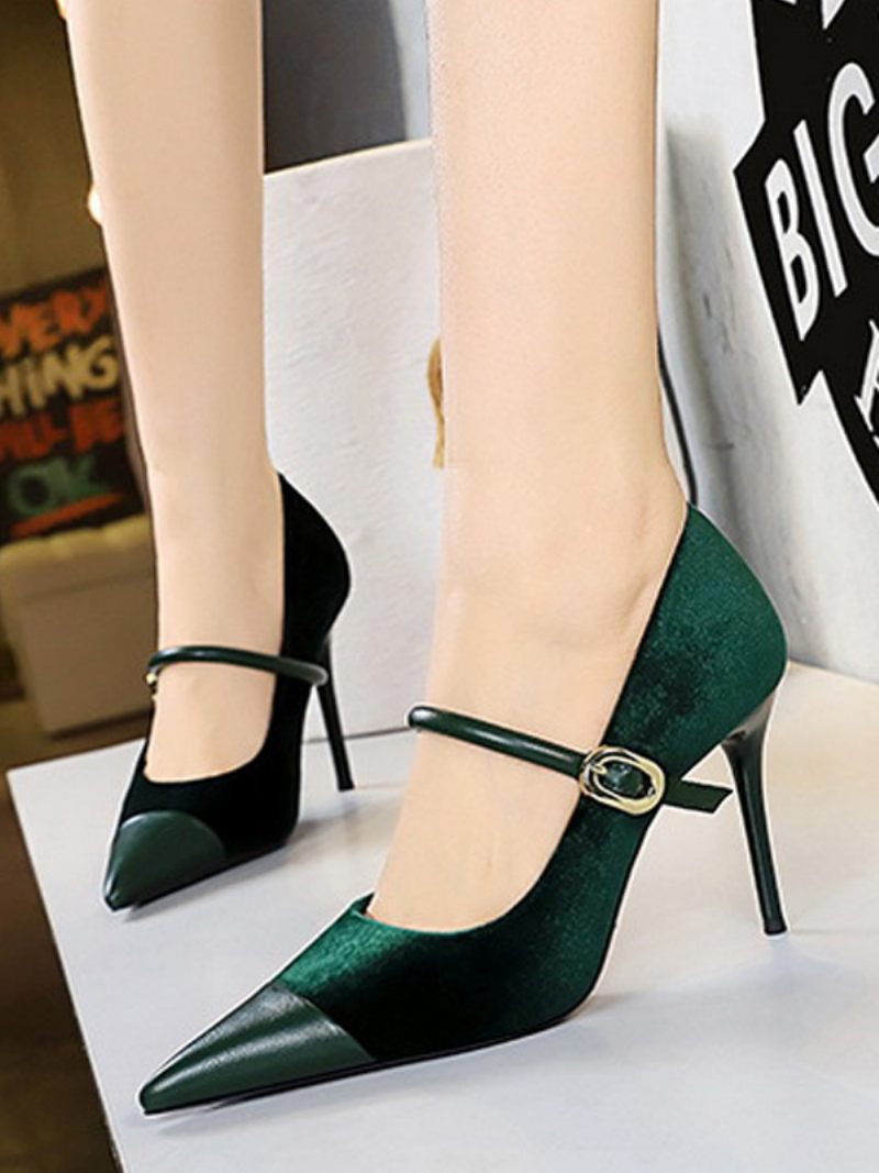 Femmes Talons Hauts Talon Aiguille Daim Cuir Escarpins - Vert