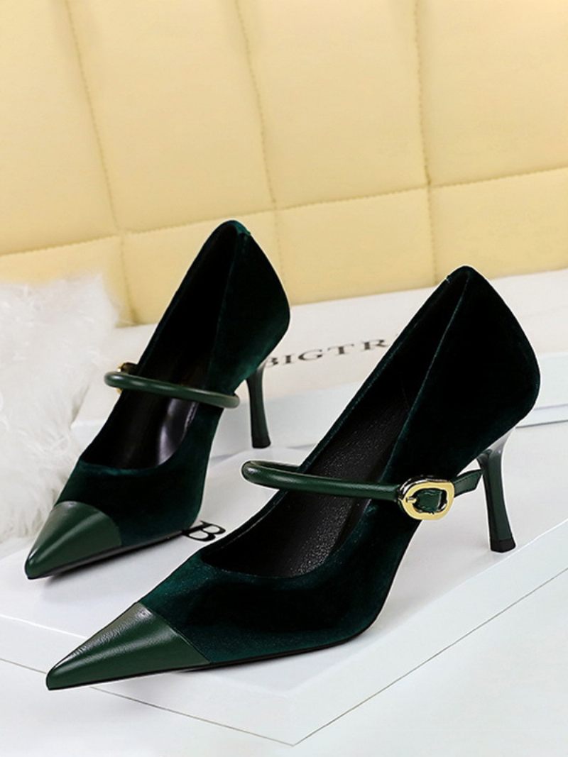 Femmes Talons Hauts Talon Aiguille Daim Cuir Escarpins - Vert