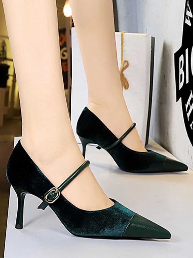 Femmes Talons Hauts Talon Aiguille Daim Cuir Escarpins - Vert