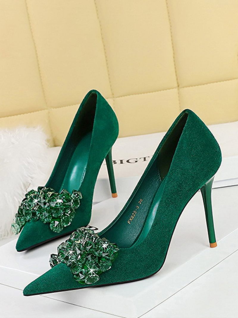 Femmes Talons Hauts Talon Aiguille Escarpins Daim Cuir - Vert