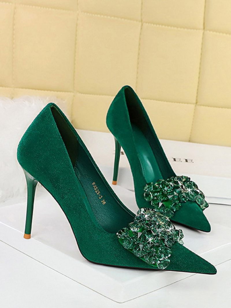 Femmes Talons Hauts Talon Aiguille Escarpins Daim Cuir - Vert