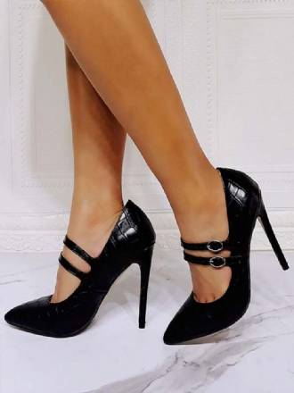 Talons Hauts Pour Femmes Bout Pointu Talon Aiguille Chic Noir Mary Jane