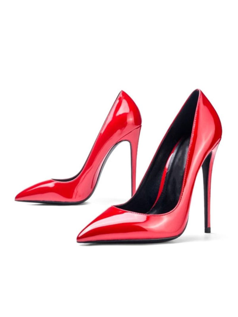 Talons Hauts Pour Femmes Bout Pointu Talon Aiguille Escarpins Sexy À La Mode - Rouge