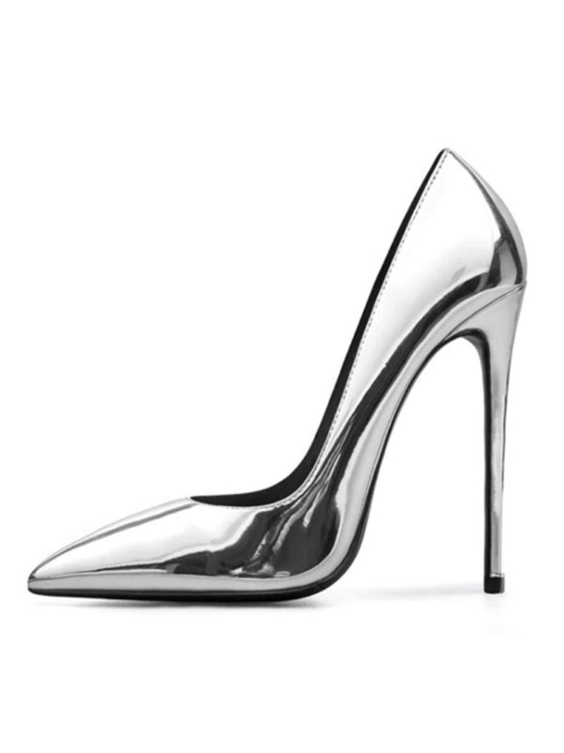 Talons Hauts Pour Femmes Bout Pointu Talon Aiguille Escarpins Sexy À La Mode - Argent