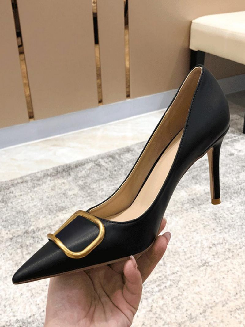 Talons Hauts Pour Femmes Chaussures Habillées Noires À Bout Pointu Et Aiguilles