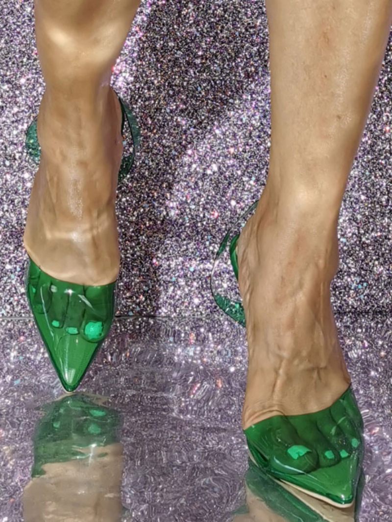 Talons Hauts Pour Femmes Escarpins À Aiguilles Grande Taille Dessus Pvc - Vert