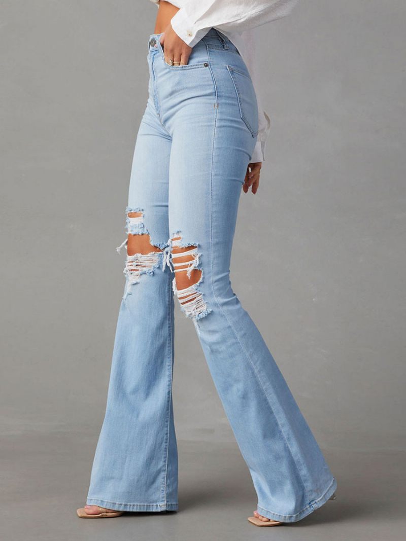 Femme Jeans Décontracté Taille Surélevée Polyester - Bleu Ciel Clair