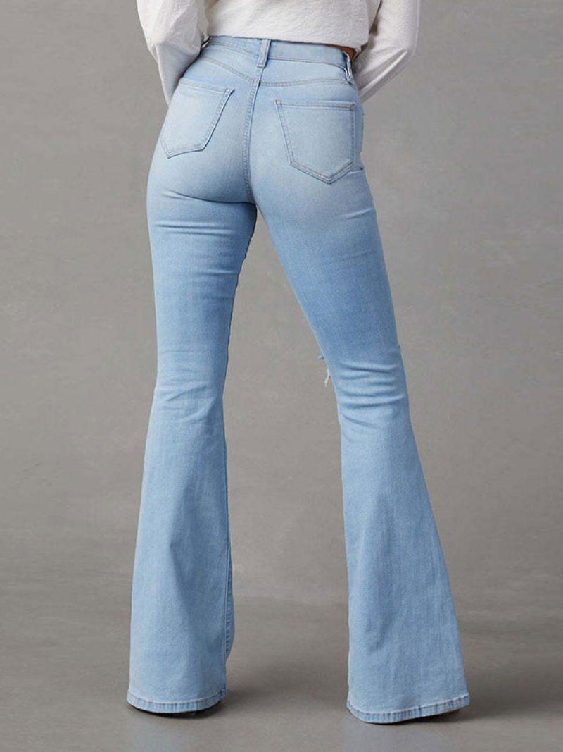 Femme Jeans Décontracté Taille Surélevée Polyester - Bleu Ciel Clair