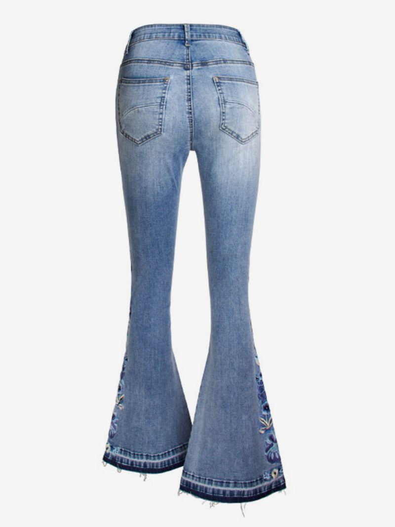 Jean Bootcut Pour Femmes Bas Évasé Vintage Brodé Taille Moyenne 2024 - Bleu