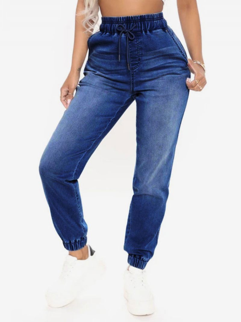 Jean Pour Femme Bleu Cool Coupe Fuselée Bas Coton - Bleu Profond