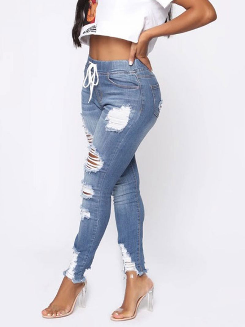 Jeans Décontractés Coton Pour Femmes - Bleu Ciel Clair 