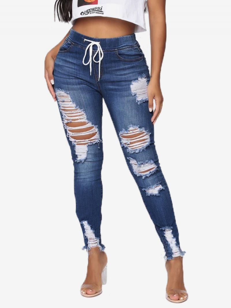 Jeans Décontractés Coton Pour Femmes -  Bleu Profond