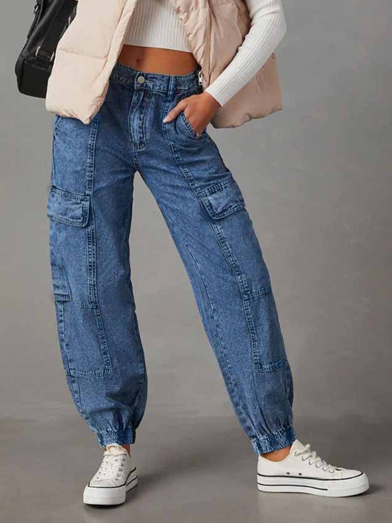 Jeans Femme Chic Taille Rehaussée - Bleu