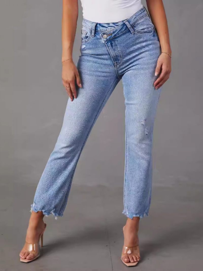 Jeans Femme Mode Bicolore Polyester Vieilli