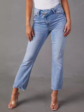 Jeans Femme Mode Bicolore Polyester Vieilli