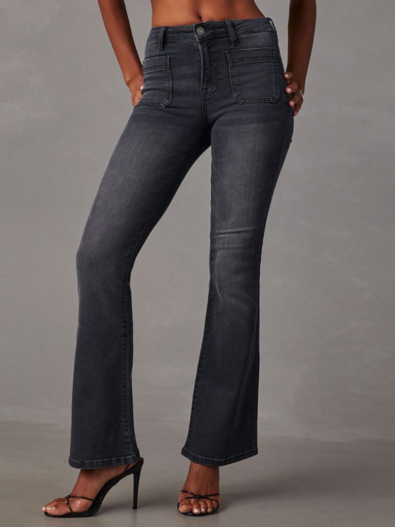 Jeans Pour Femme Mode Évasé Polyester