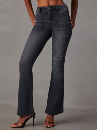 Jeans Pour Femme Mode Évasé Polyester