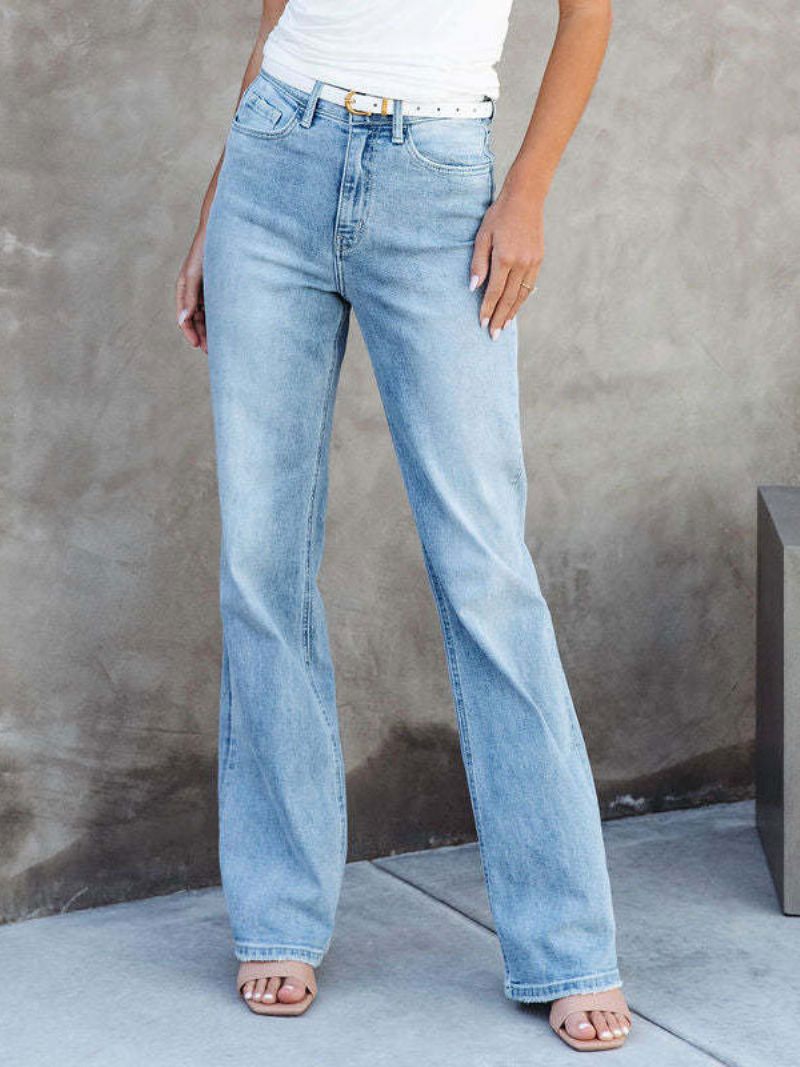 Jeans Pour Femmes Bas Denim Décontractés - Bleu Ciel Clair