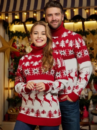 Pulls Couple Pour Femmes Col Haut Tricot Noël 2024