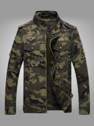 Homme Veste Camouflage Boutons Polyester Élégant