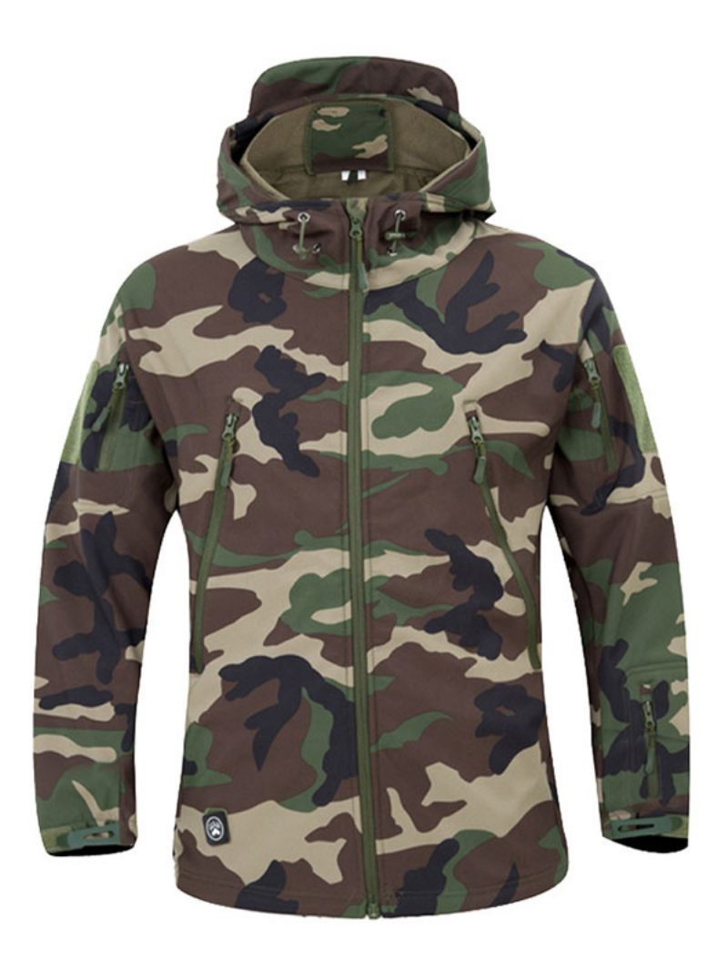 Veste À Capuche Polyester Avec Fermeture Éclair Pour Homme Noire La Mode - Vert Chasseur