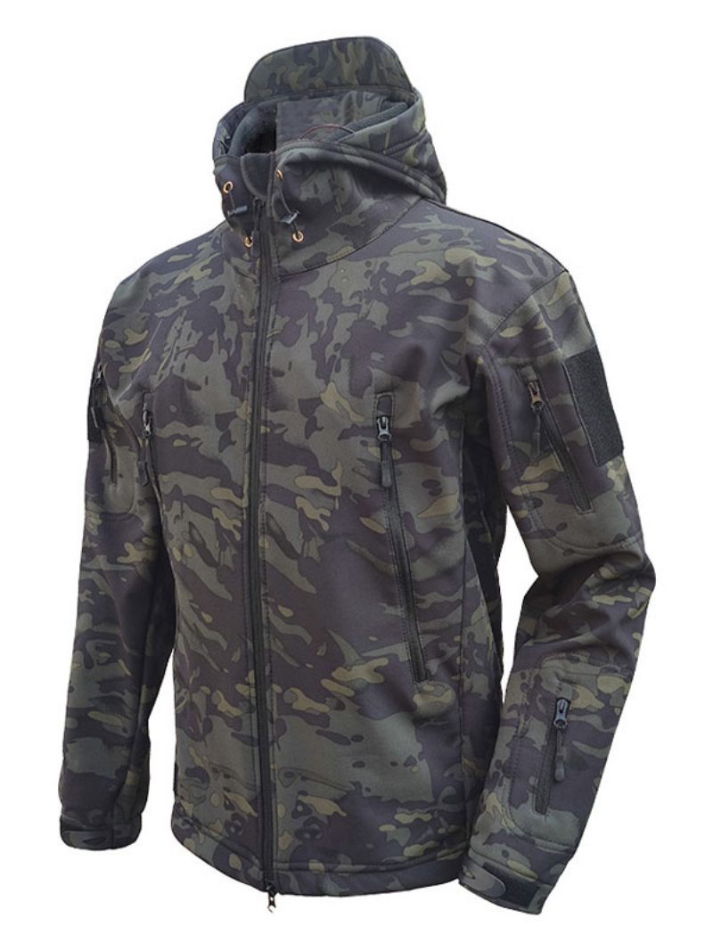 Veste À Capuche Polyester Avec Fermeture Éclair Pour Homme Noire La Mode - Vert Foncé