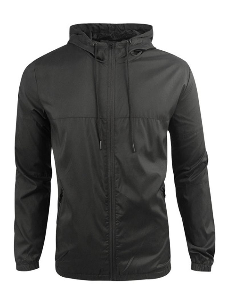 Veste À Capuche Polyester Avec Fermeture Éclair Pour Homme Noire La Mode