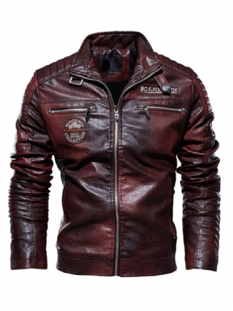 Veste Cuir Pour Homme Coupe-vent Chic Hiver Bordeaux Manteau Élégant