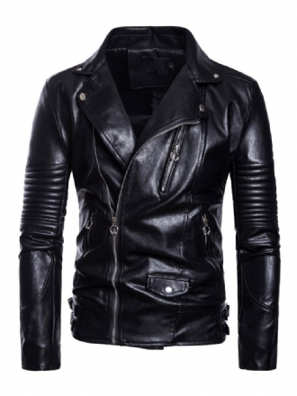 Veste Cuir Pour Hommes Coupe-vent Décontracté Automne Cool Noir