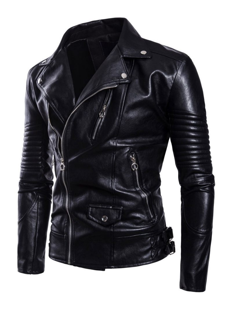 Veste Cuir Pour Hommes Coupe-vent Décontracté Automne Cool Noir - Noir