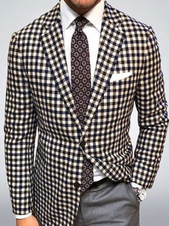 Veste Homme Plaid Polyester Élégant