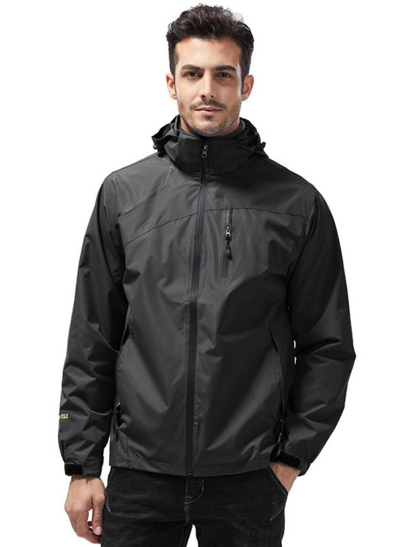 Veste Pour Hommes Fermeture Éclair Polyester Incroyable Noire