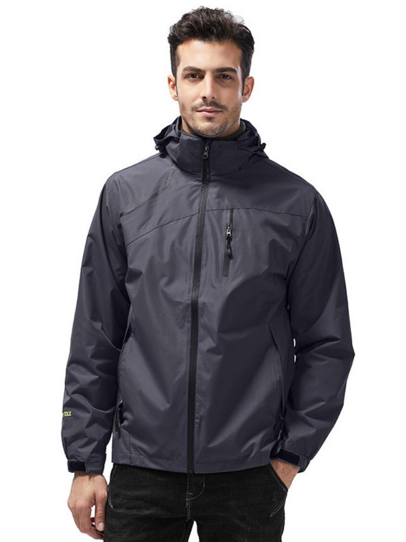 Veste Pour Hommes Fermeture Éclair Polyester Incroyable Noire - Gris Foncé