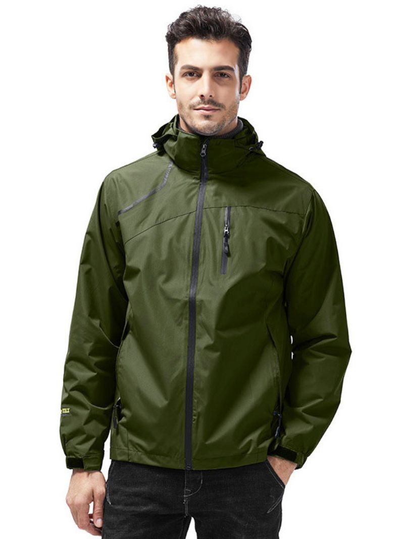 Veste Pour Hommes Fermeture Éclair Polyester Incroyable Noire - Vert Chasseur