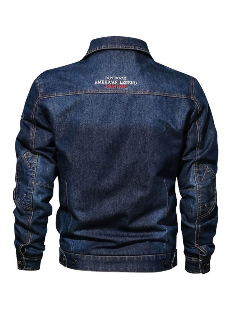 Vestes Jean Pour Hommes Chic Bleu Profond Moderne Cowboy Veste Coupe Régulière - Bleu Profond