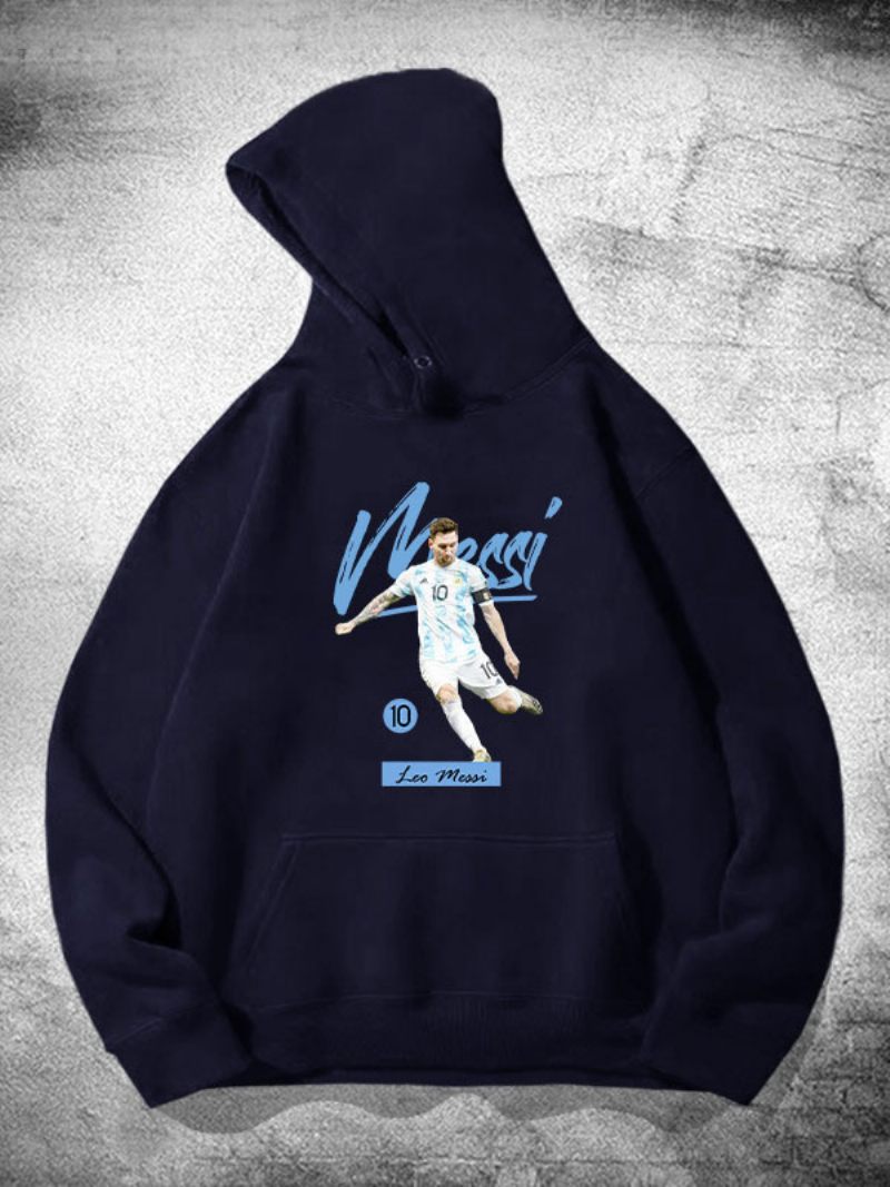 Argentine Messi Sweat À Capuche Manches Longues Pour Hommes - Bleu Foncé