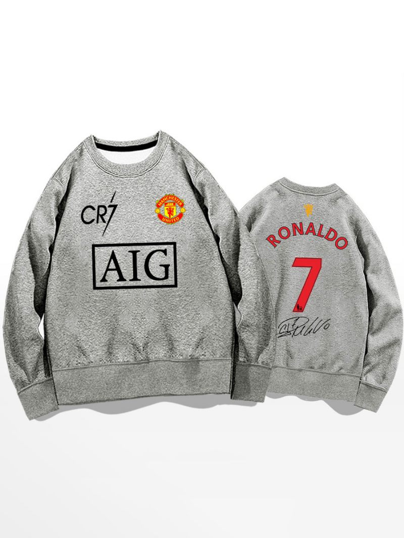 Cristiano Training Sweatshirt Ronaldo Numéro 7 Haut Homme - Gris Clair