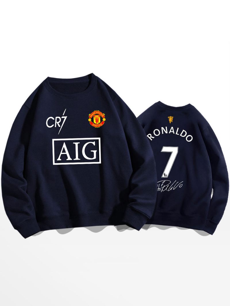 Cristiano Training Sweatshirt Ronaldo Numéro 7 Haut Homme - Bleu Profond