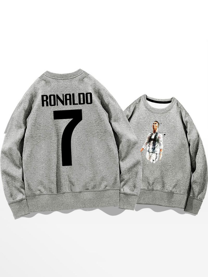 Cristiano Training Sweatshirt Ronaldo Numéro 7 Haut Homme - Gris Clair